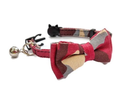 Luxury Cat Collar with Bow Tie - Red Camouflage