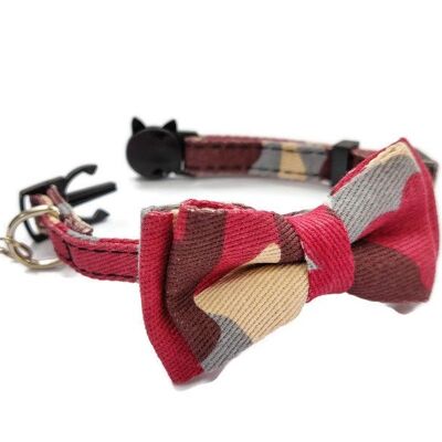 Luxury Cat Collar with Bow Tie - Red Camouflage