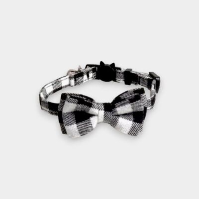 Collar de gato de lujo con pajarita - Cuadros en blanco y negro