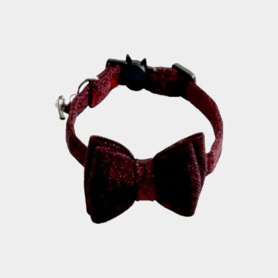 Luxury Cat Collar with Bow Tie - Red Glitter