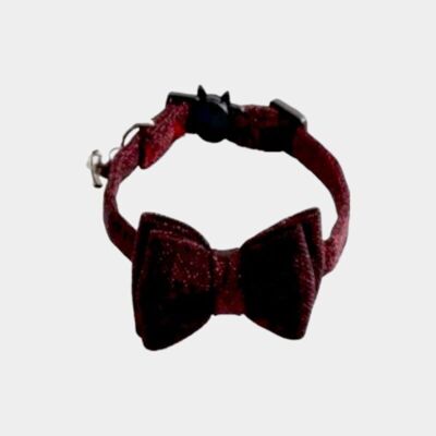 Collare per gatti di lusso con papillon - Glitter rosso