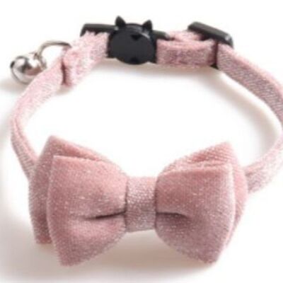 Luxury Cat Collar with Bow Tie - Pink Glitter