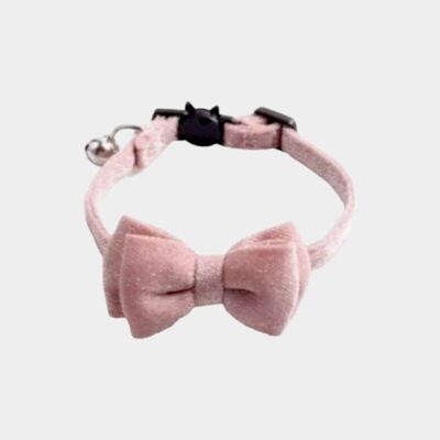 Collar de lujo para gato con pajarita - Purpurina rosa