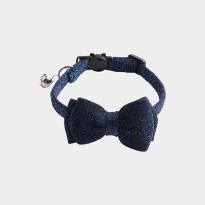 Luxury Cat Collar with Bow Tie - Blue Glitter
