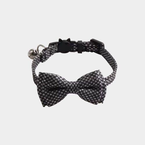 Luxury Cat Collar with Bow Tie - Black with Diamante