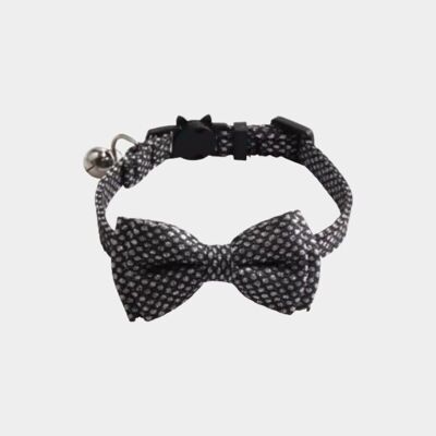 Collare per gatti di lusso con papillon - nero con diamante