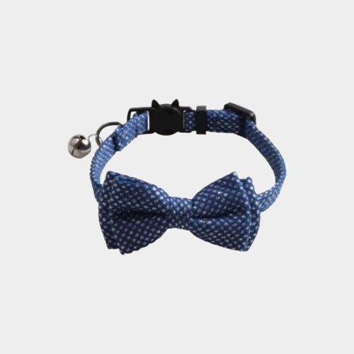 Luxury Cat Collar with Bow Tie - Blue with Diamante
