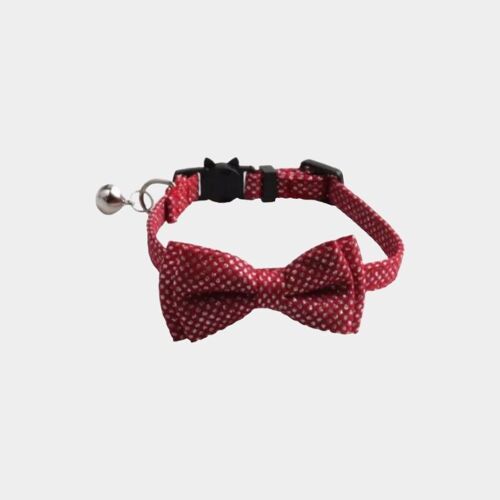 Luxury Cat Collar with Bow Tie - Red with Diamante
