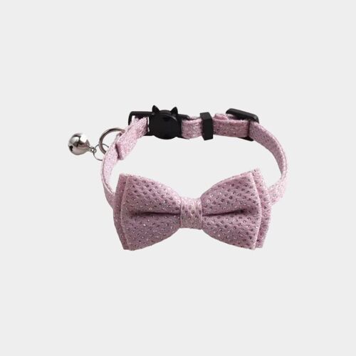 Luxury Cat Collar with Bow Tie - Pink with Diamante