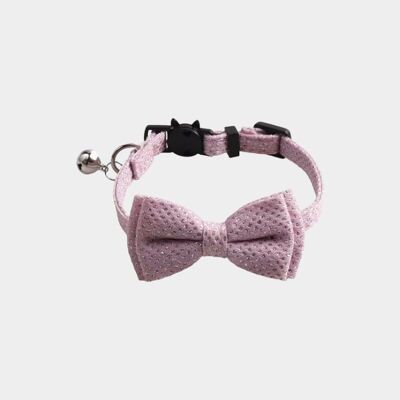 Collare per gatti di lusso con papillon - rosa con diamante