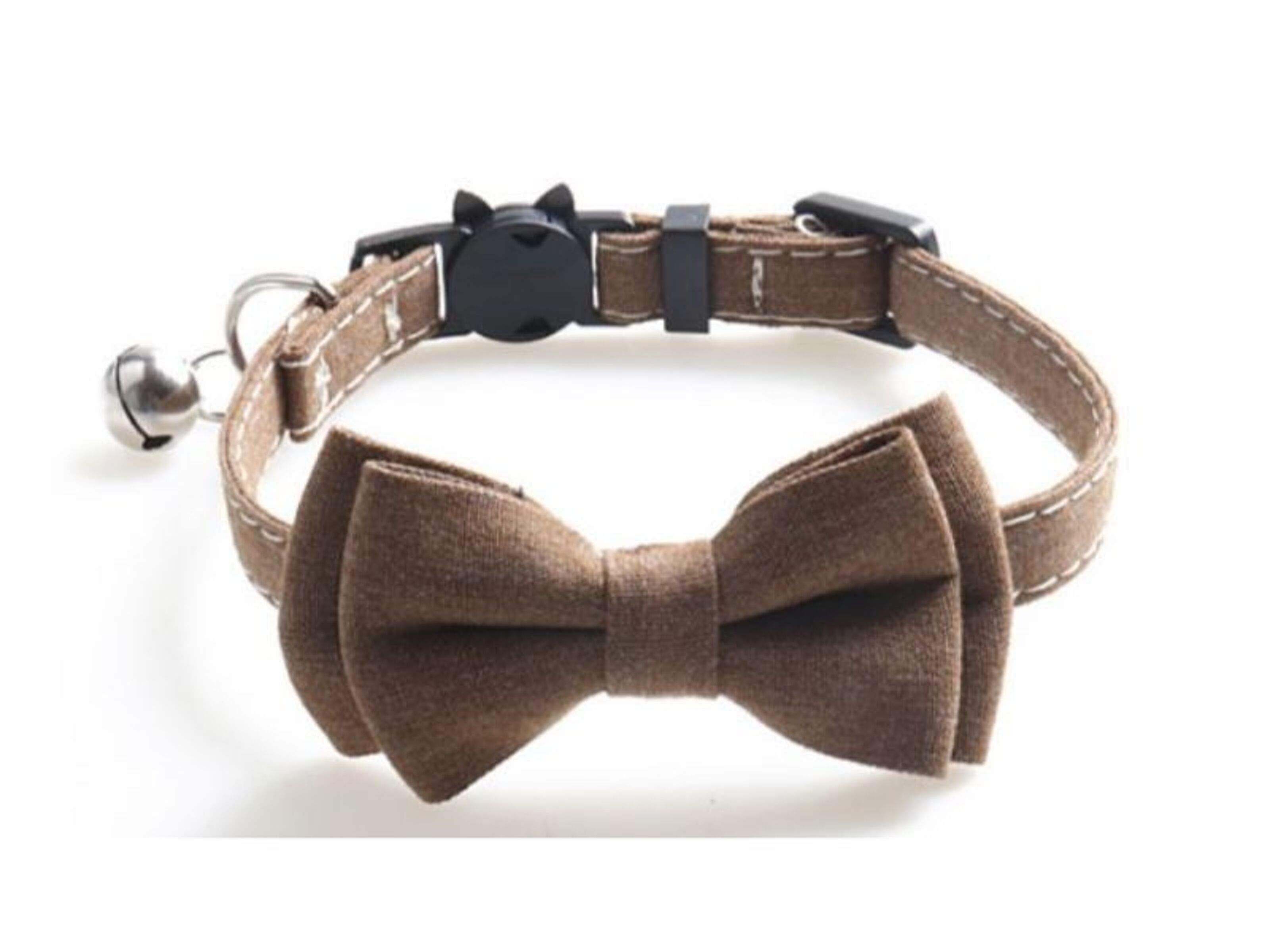 Brown - Designer LV Bowtie Cat Collar Pu Leather