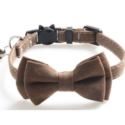 Luxury Cat Collar with Bow Tie - Brown