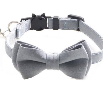 Luxury Cat Collar with Bow Tie - Blue/Grey Cat Collar