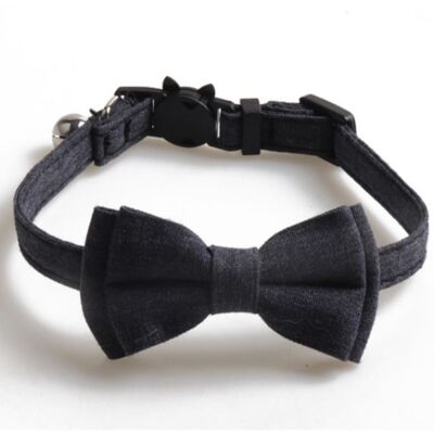 Luxury Cat Collar with Bow Tie - Navy Blue