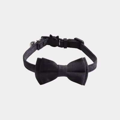 Luxury Cat Collar with Bow Tie - Navy Blue