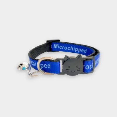 I Am Microchipped' Cat Collar - Blue