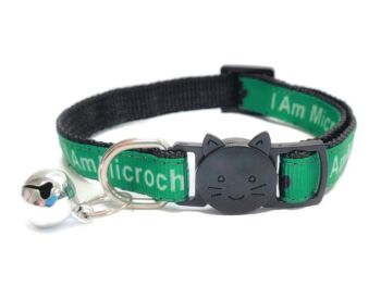 Collier pour chat Je suis micropucé - Vert 1