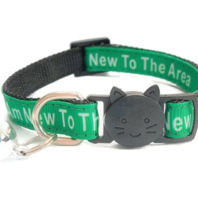 I Am New To The Area' Cat Collar - Green