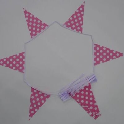 10m 24 flag 8"x12" Pink//White Polka Dot bunting