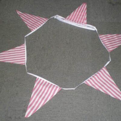 10m 24 flag 8"x12" Pink/White Striped bunting