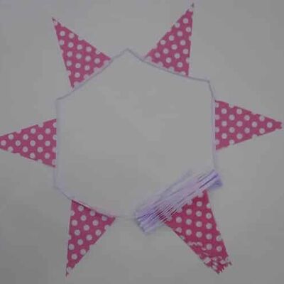 20m 54 FLAGS 8"x12" pink/white polka dot bunting