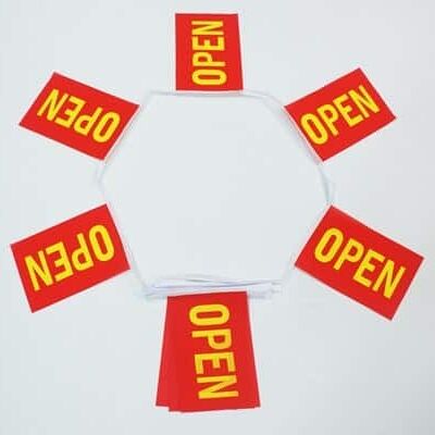 6m 20 flag Open - red bunting