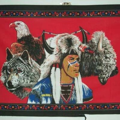 Indian with Eagle and Wolf