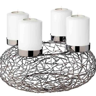 Advent wreath Milano, stainless steel, black, diameter 34 cm, for pillar candles ø 8 cm