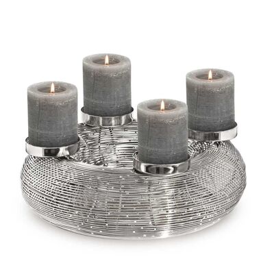 Advent wreath Verona, stainless steel, shiny nickel-plated, diameter 30 cm, for pillar candles ø 6 cm