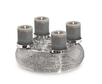 Couronne de l'Avent Verona, acier inoxydable, nickelé brillant, diamètre 30 cm, pour bougies piliers ø 6 cm 1