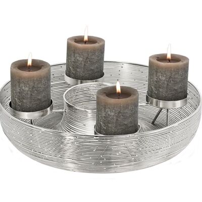 Flint advent wreath, stainless steel coated, diameter 40 cm, for pillar candles ø 8 cm