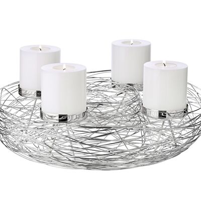 Advent wreath Laval, stainless steel nickel-plated, diameter 42 cm, for pillar candles ø 6 cm