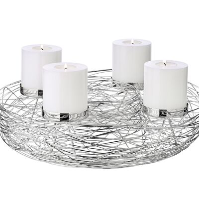 Advent wreath Laval, stainless steel nickel-plated, diameter 42 cm, for pillar candles ø 6 cm