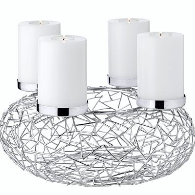 Couronne de l'Avent Milano, acier inoxydable, nickelé brillant, diamètre 34 cm