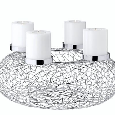 Couronne de l'Avent Milano, acier inoxydable, nickelé brillant, diamètre 53 cm