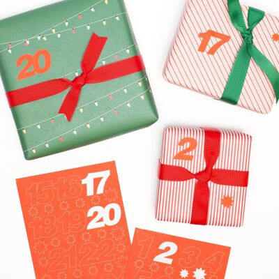 Advent Calendar Numbers Stickers - Red