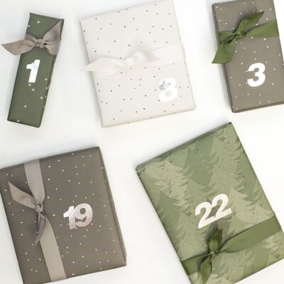 Advent Calendar Numbers Stickers - Silver