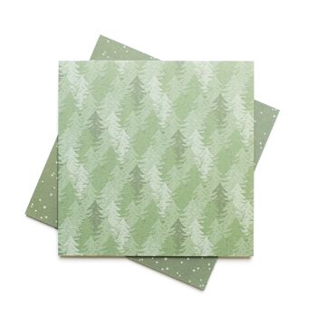 Papier Origami Double Face avec Motif Forêt de Sapins et Étoiles - 25 Carrés de Papier Recyclé, 15x15cm - Parfait pour la fabrication de cartes, le scrapbooking et plus encore 2