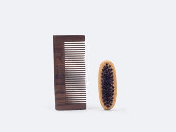Kit barbe douce - brosse à barbe et peigne à barbe en bois 4BM00173 2