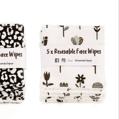 Pack of 5 Reusable Face Wipes  -  Nordic Garden