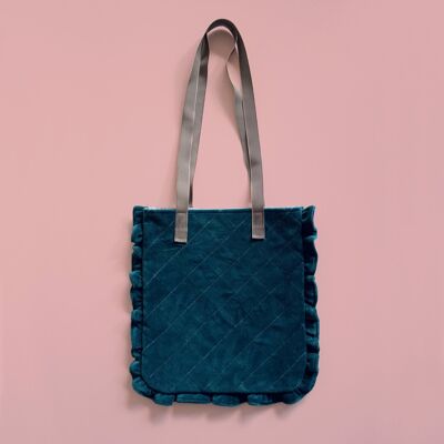 Ruffled Tote Bag - Ocean Green