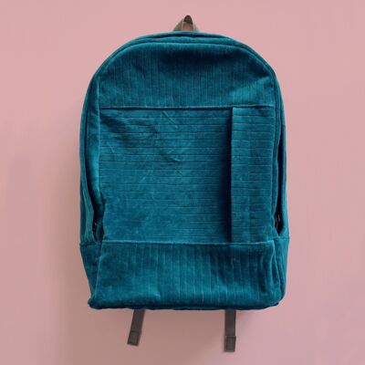 Sac à dos en velours - Vert océan