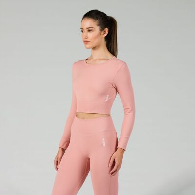 GSA R3 Seamless Ribbed Longsleeve Cropped Top - Pink