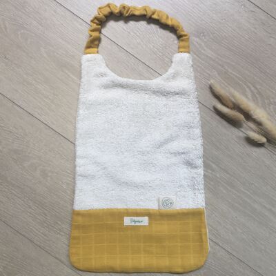 Elasticated yellow towel in organic cotton