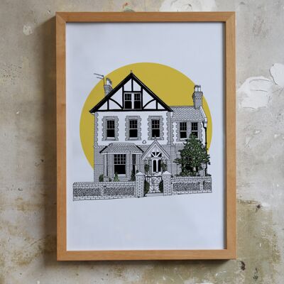 Personalisierte Zeichnung Ihres Hauses - 420 mm x 297 mm