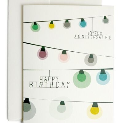 Carte de voeux de lumières d'anniversaire