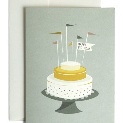 Tarjeta de felicitación de pastel de cumpleaños