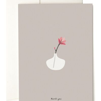 Tarjeta de felicitación de florero blanco redondo