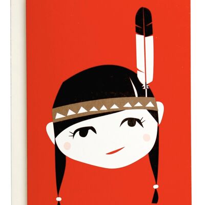 Carte de voeux Native Girl (Petite Plume)