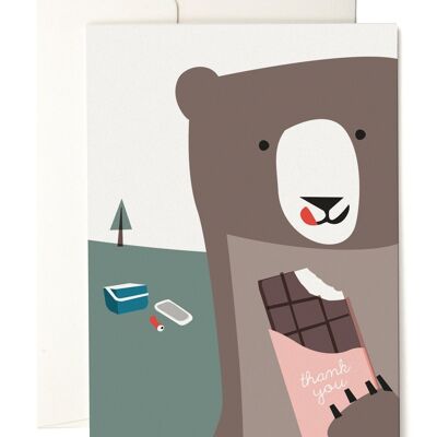 Bear With Chocolate Grusskarte